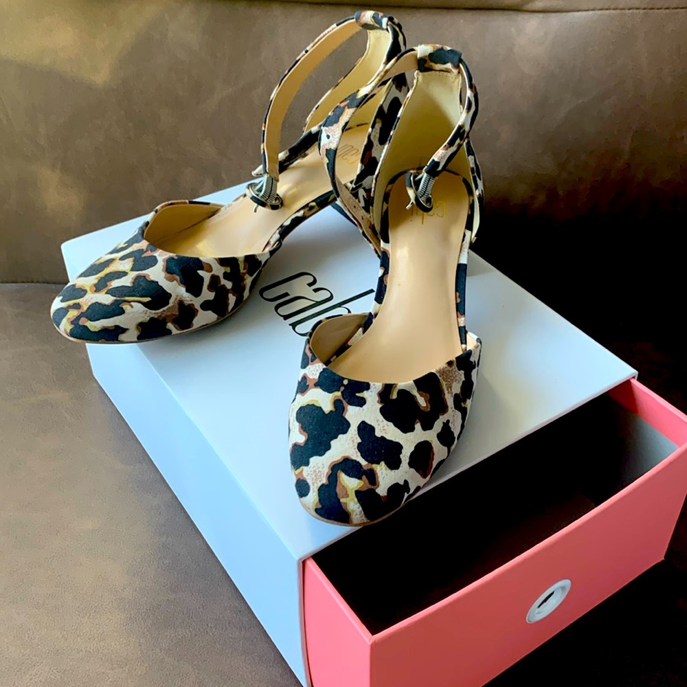 Cabi leopard little heel ankle tie shoe